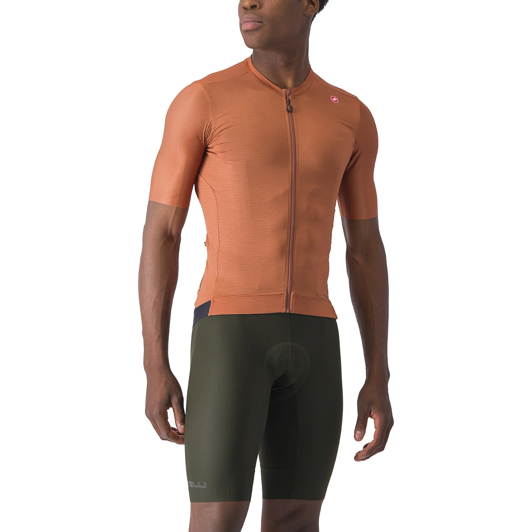 3. Castelli - tricou ciclism cu maneca scurta pentru barbati Espresso Jersey - maro deschis mocha gri inchis