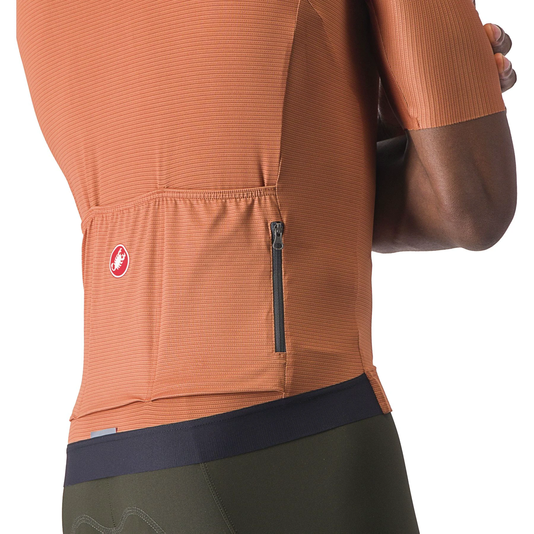 7. Castelli - tricou ciclism cu maneca scurta pentru barbati Espresso Jersey - maro deschis mocha gri inchis