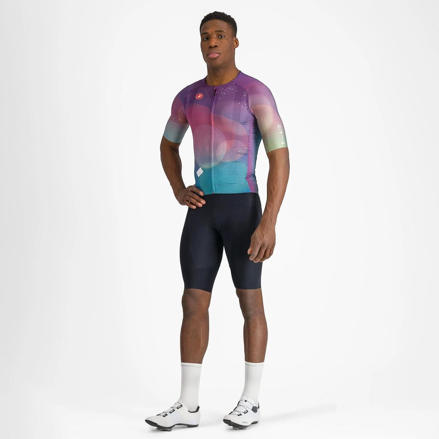 7. Castelli - tricou ciclism cu maneca scurta pentru barbati R-A/D Jersey - multicolor mov inchis albastru