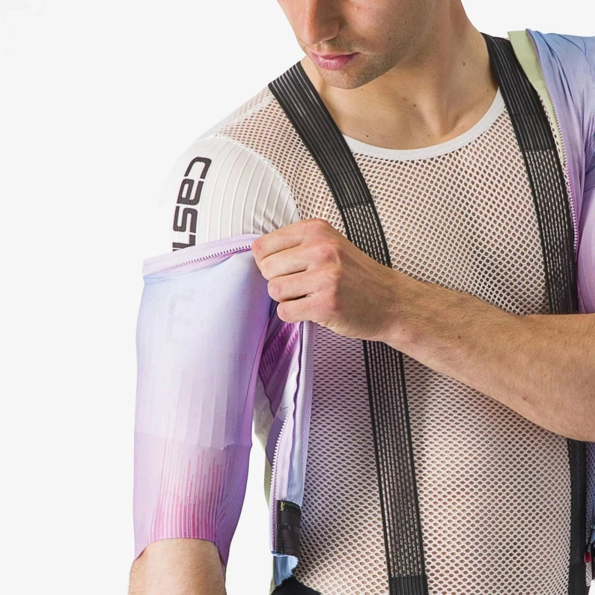 7. Castelli - tricou ciclism cu maneca scurta pentru barbati R-A/D Jersey - multicolor violet