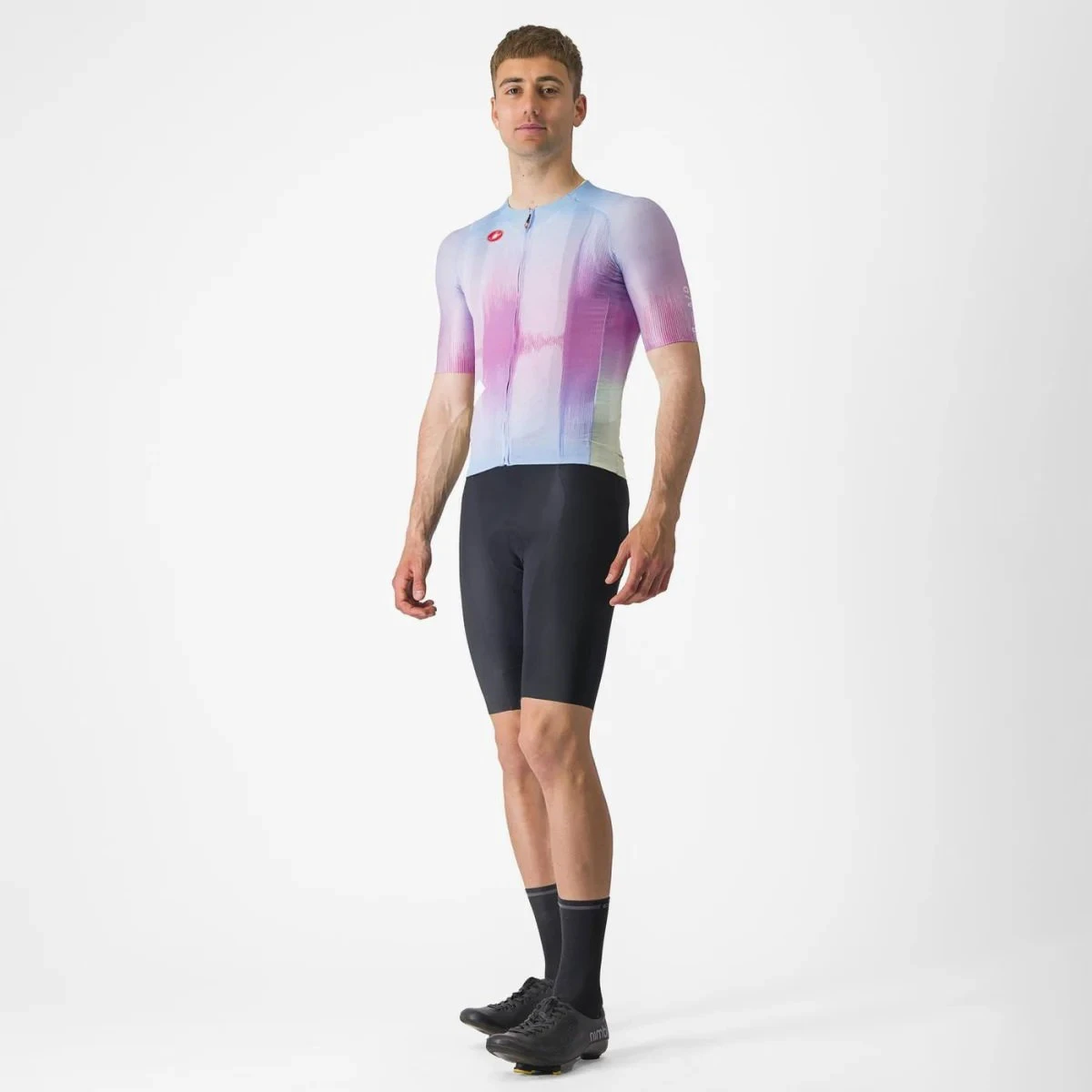 9. Castelli - tricou ciclism cu maneca scurta pentru barbati R-A/D Jersey - multicolor violet