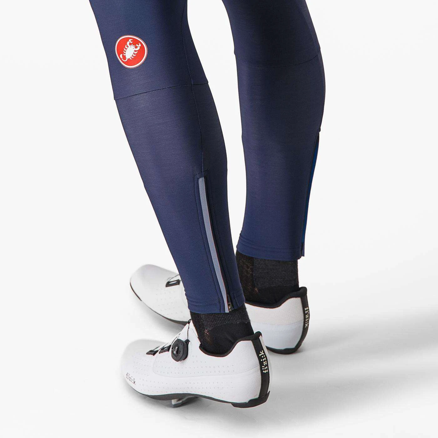 4. Castelli - pantaloni lungi ciclism pentru barbati cu bretele Entrata bibtights - albastru belgian