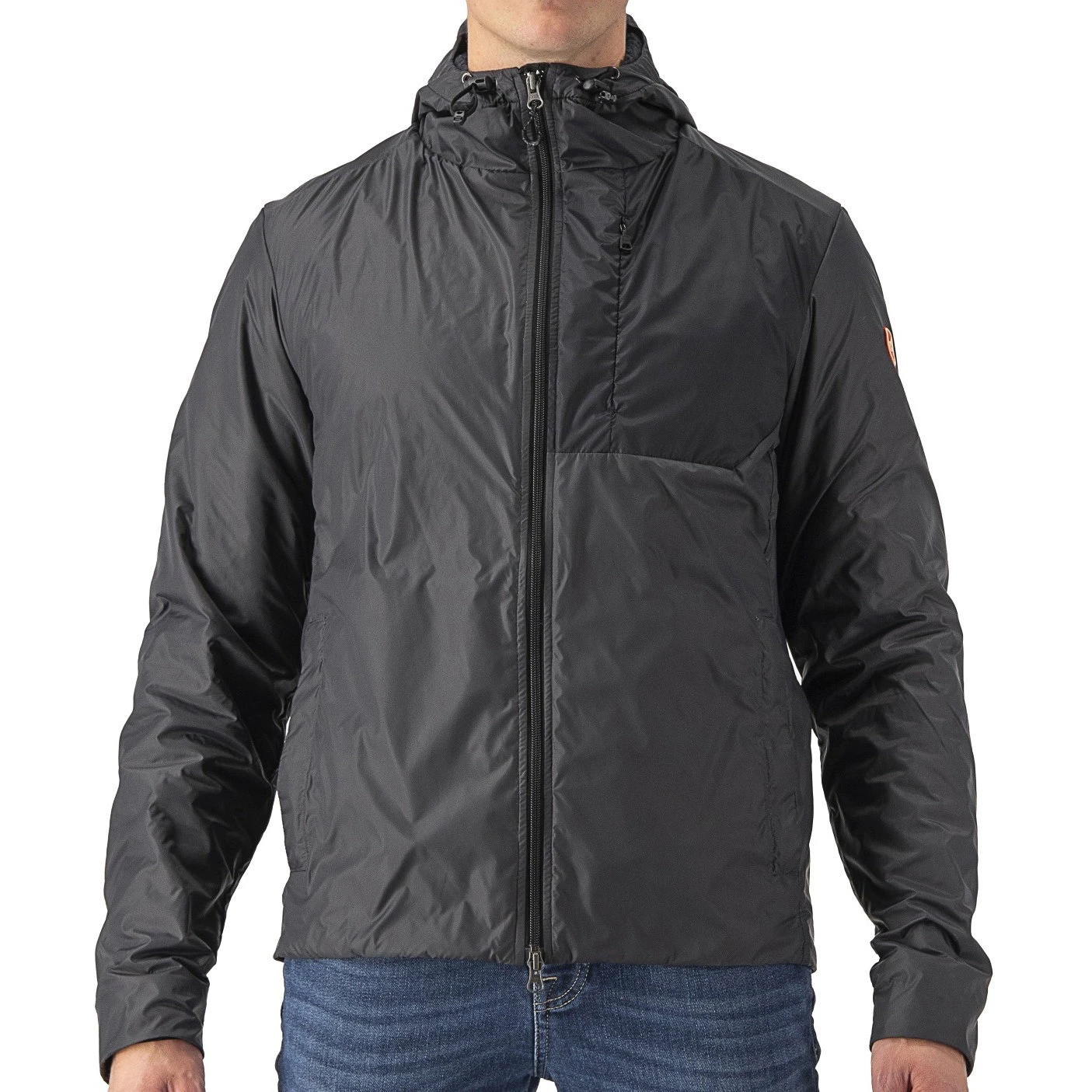 1. Castelli - Jacheta ciclism cu puf vreme rece sau iarna, Riscalda Jacket - gri inchis