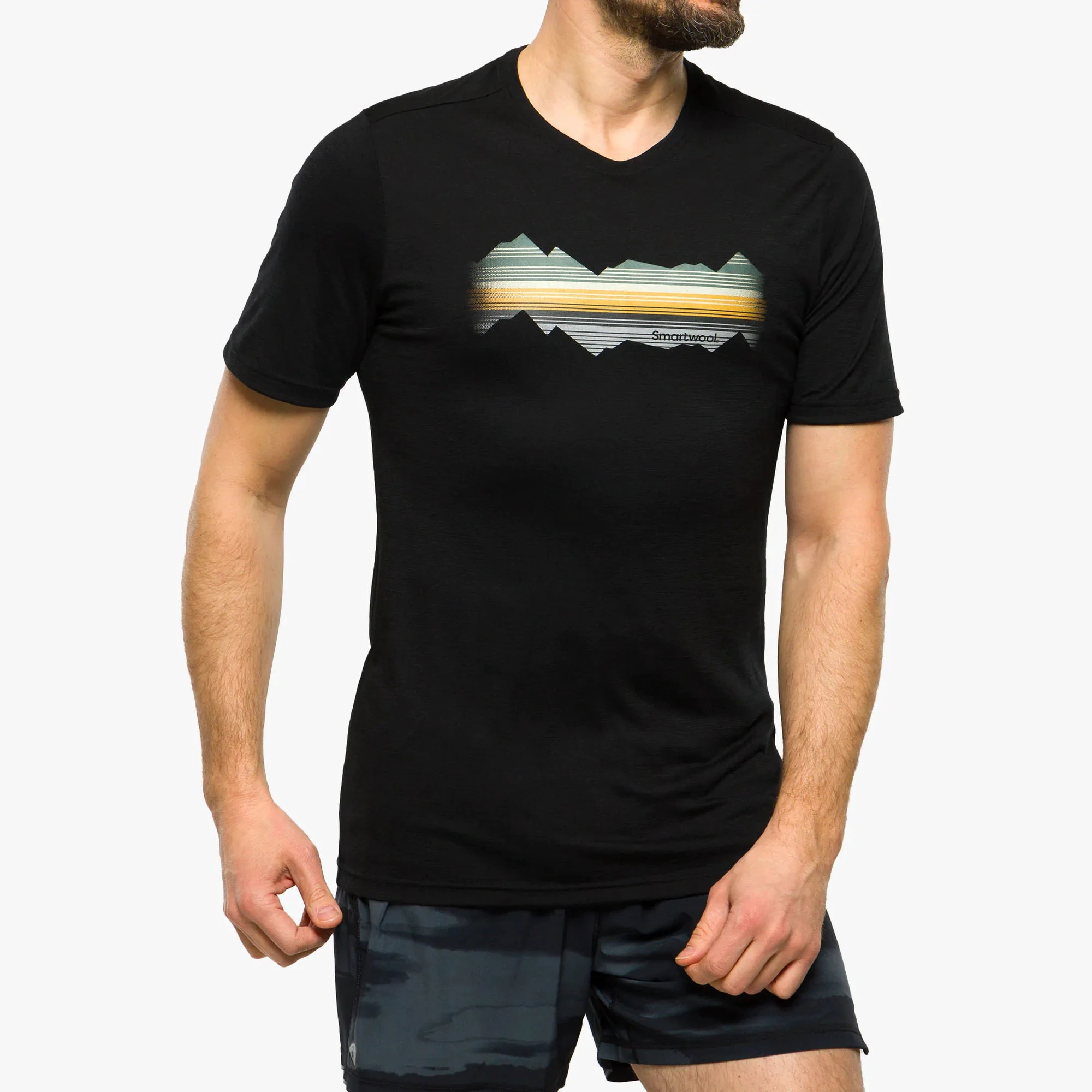 2. Smartwool - tricou sport unisex maneca scurta Mountain Horizon Graphic Short Sleeve Tee - negru
