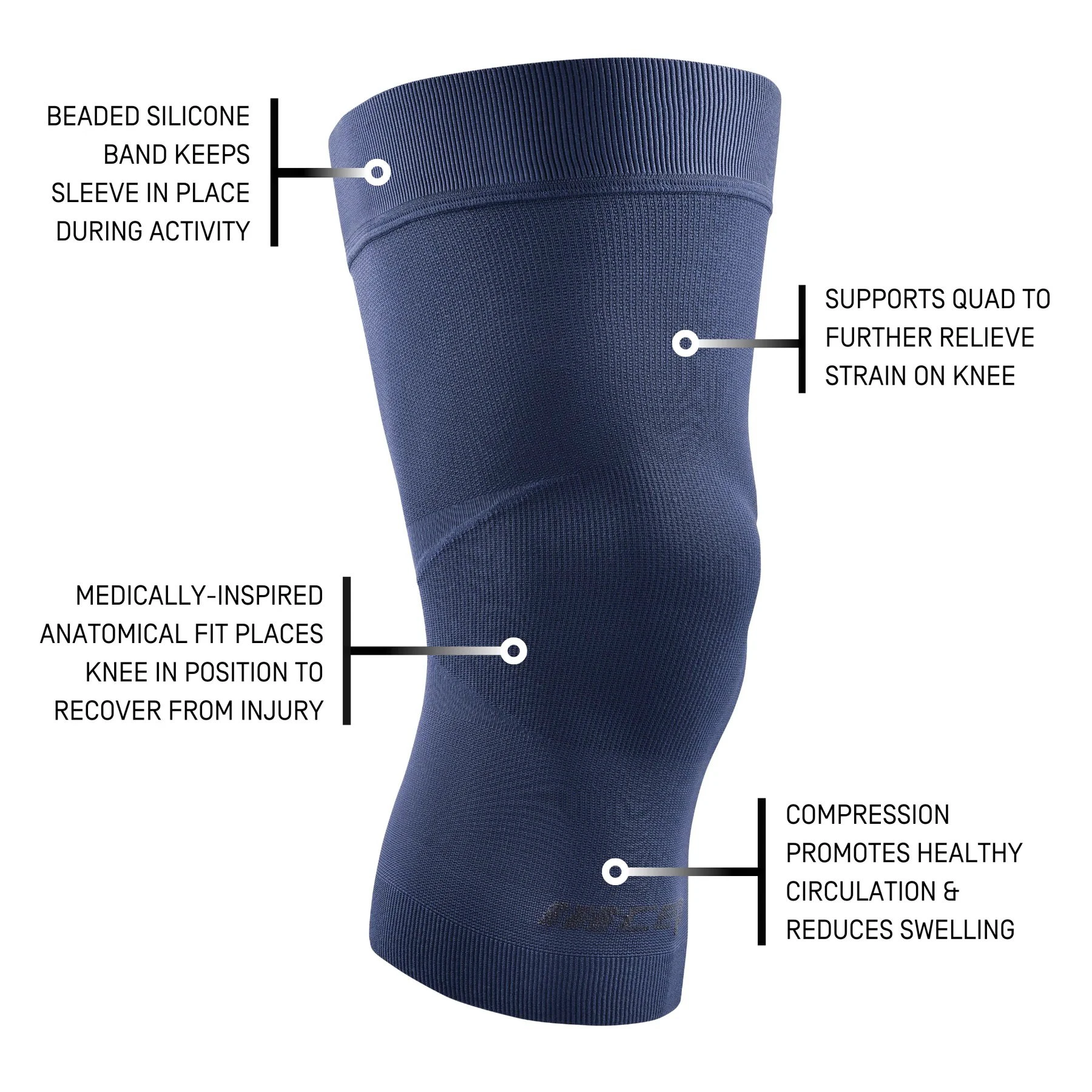 10. CEP - Genunchiera orto pentru compresie si protectie genunchi Light Support Compression Knee Sleeve - albastru inchis
