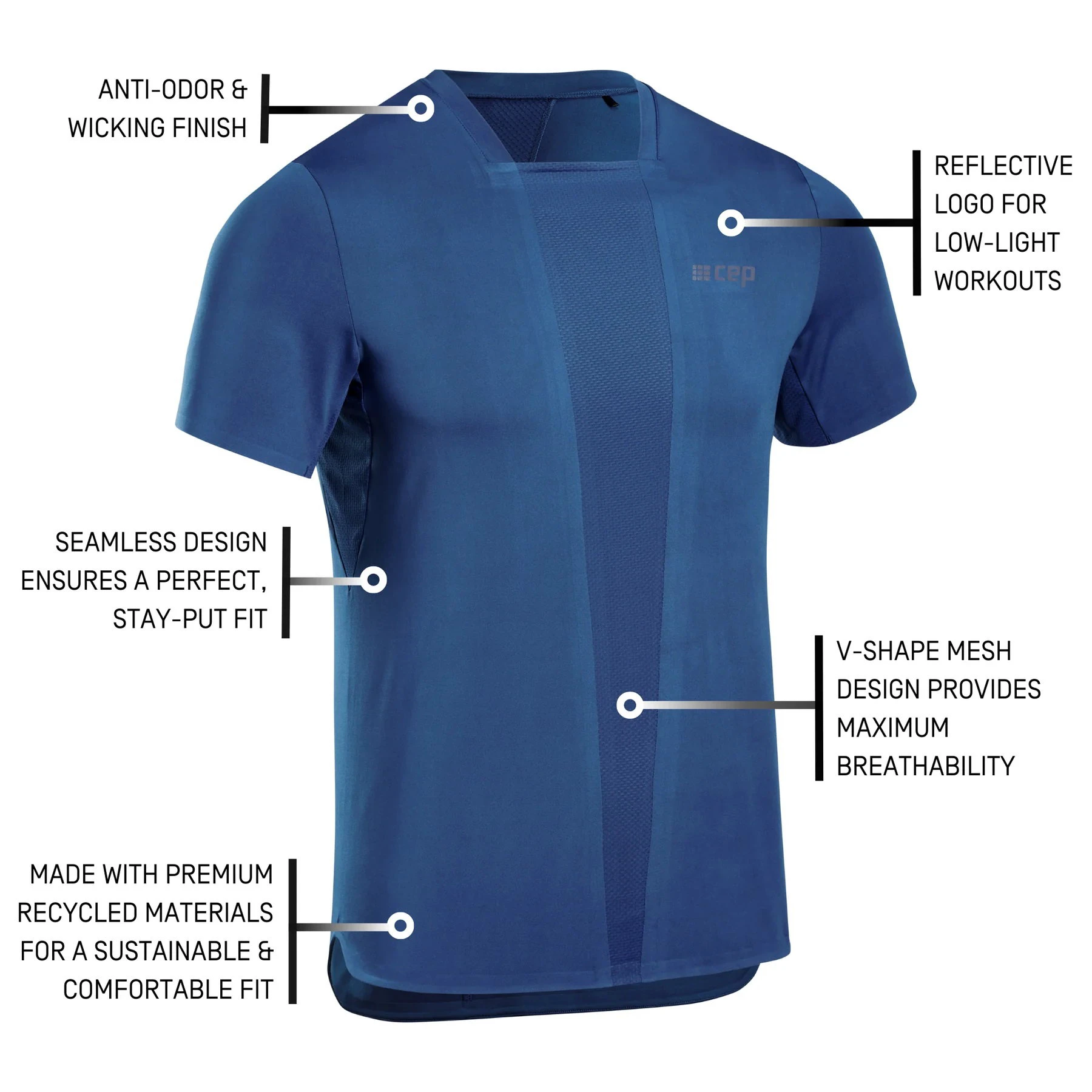 11. CEP - Tricou cu maneca scurta barbati The Run Shirt - albastru