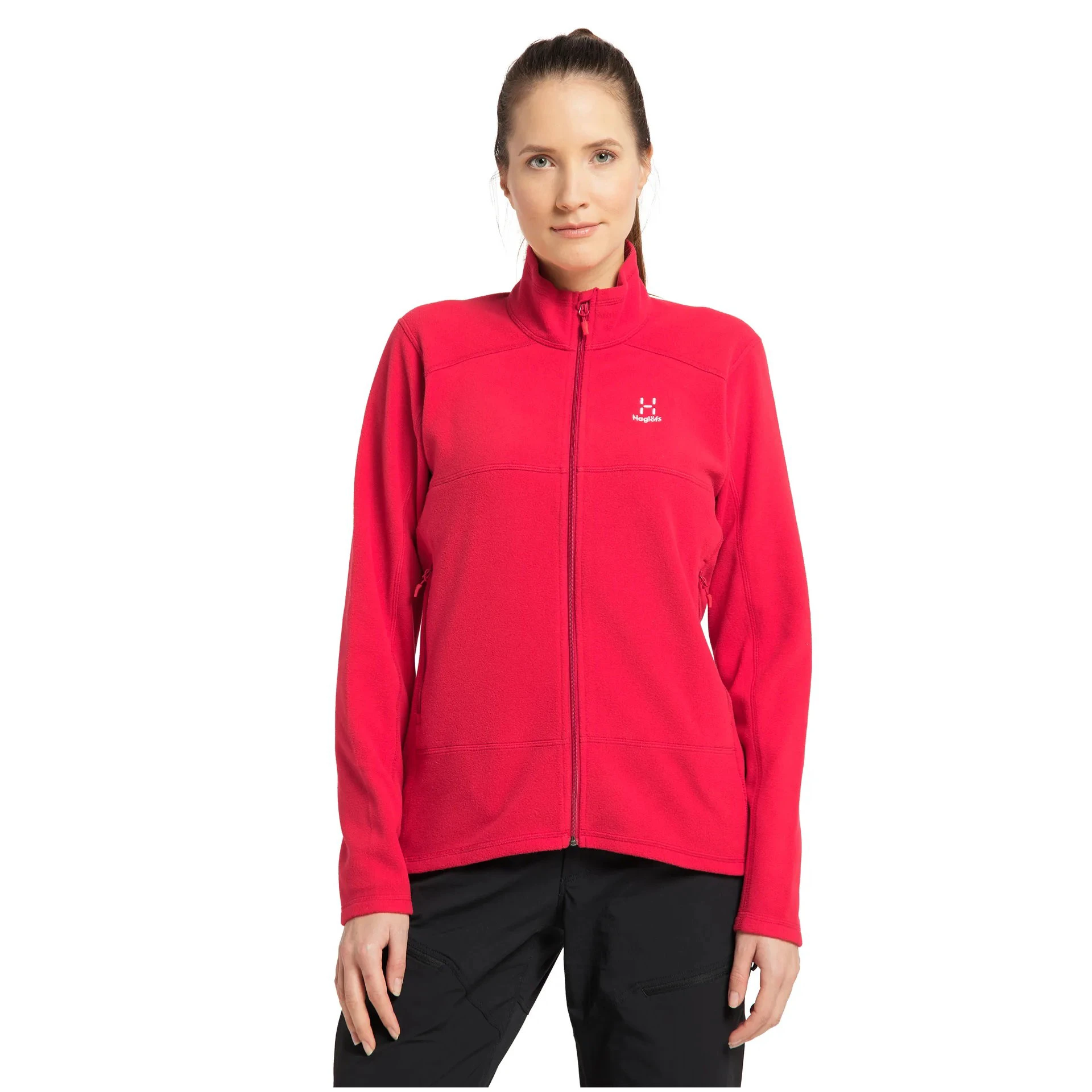1. Haglofs - Jacheta subtire fleece femei Buteo Mid - rosu aprins