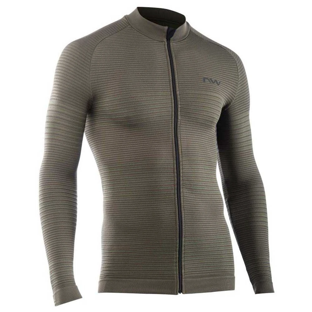 1. Northwave - bluza ciclism pentru barbati maneca lunga Trip Knit - verde army negru