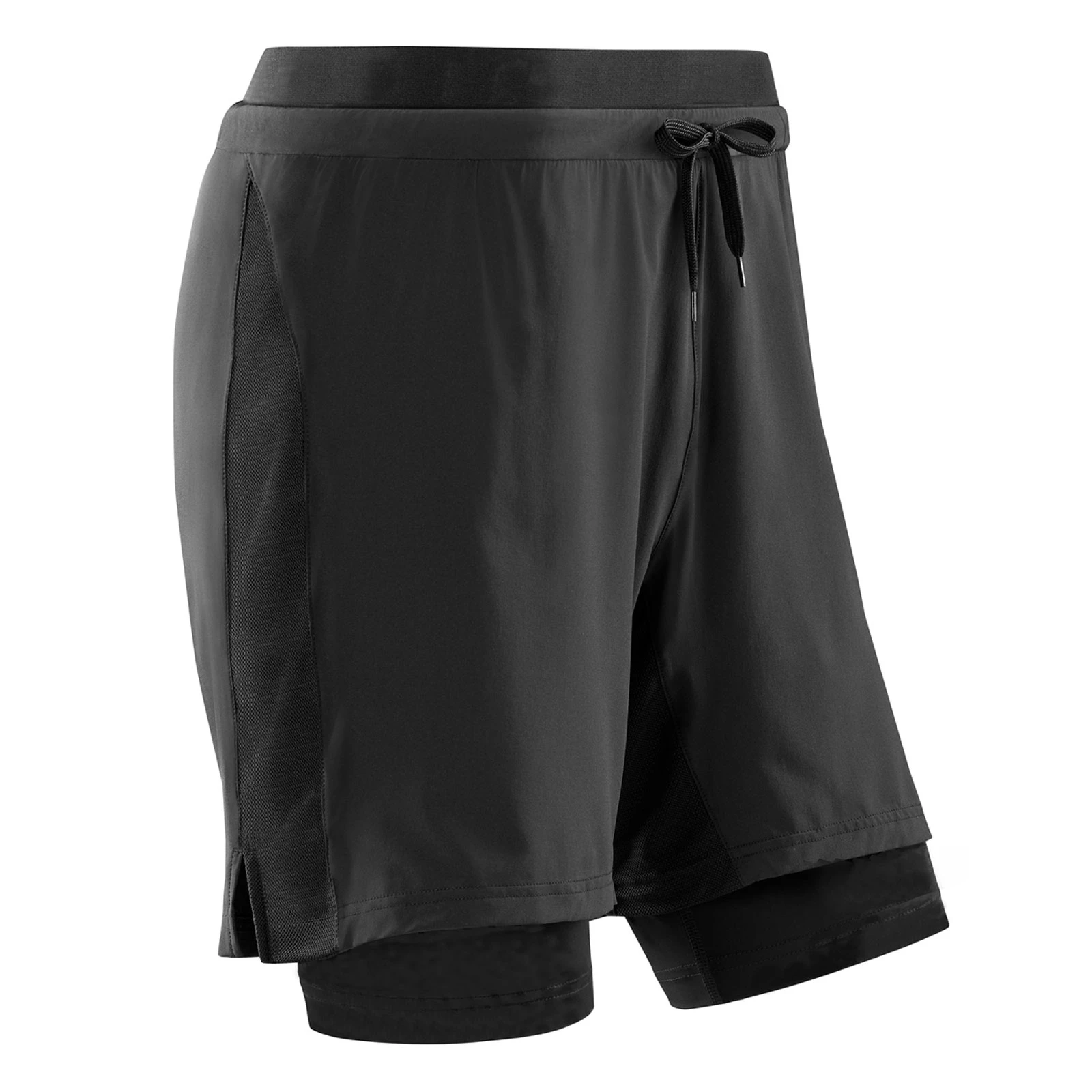 1. CEP - Pantaloni scurti alergare pentru barbati cu compresie Shorts 2 in 1 - negru