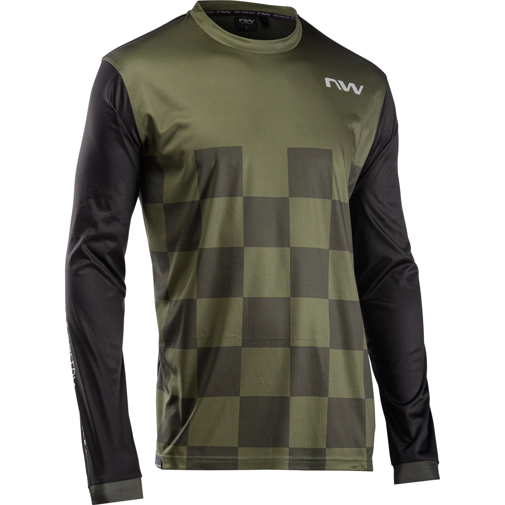 1. Northwave - bluza ciclism pentru barbati maneca lunga sharp jersey verde army negru
