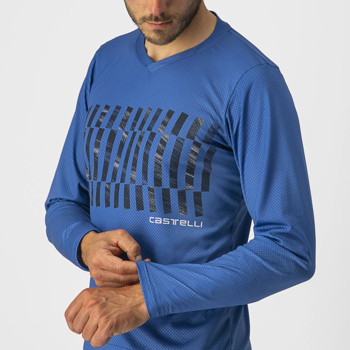 3. Castelli - tricou ciclism pentru barbati, maneca lunga Trail Tech LS Tee jersey - albastru electric negru