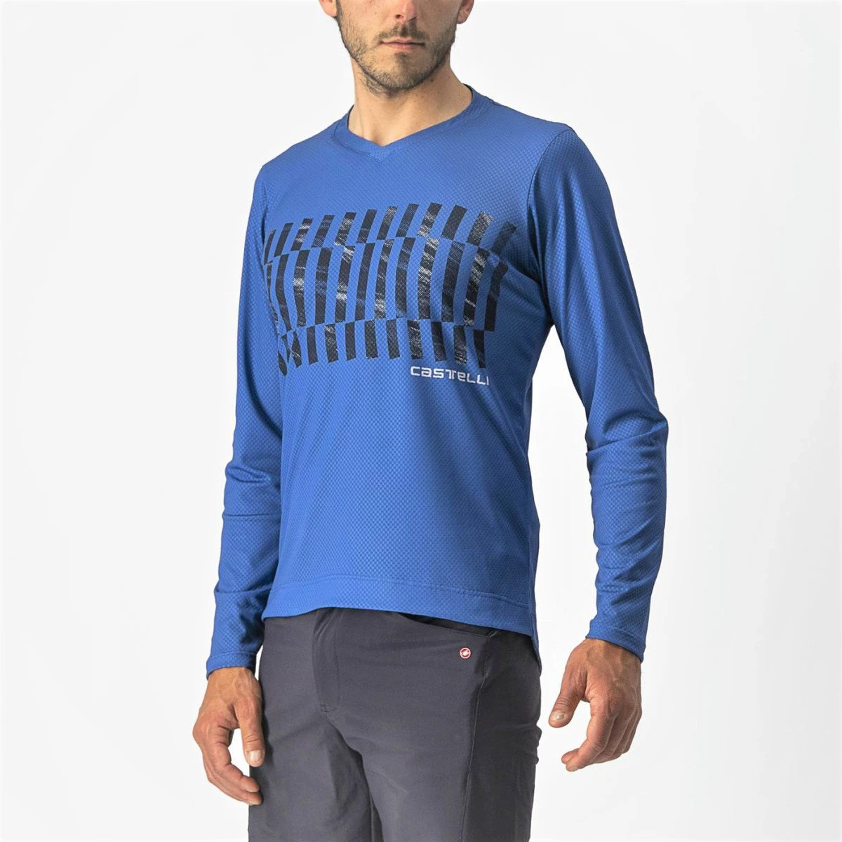 1. Castelli - tricou ciclism pentru barbati, maneca lunga Trail Tech LS Tee jersey - albastru electric negru