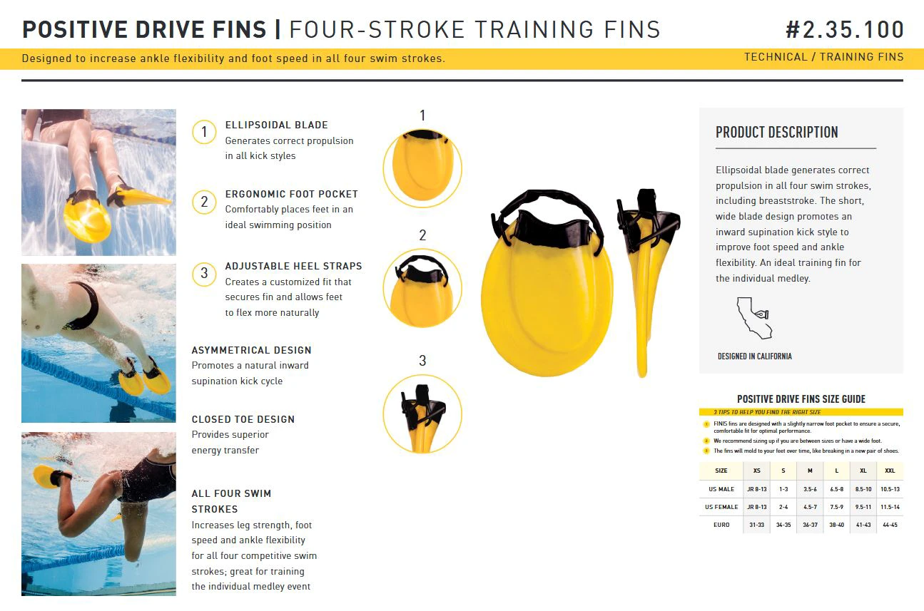 5. Finis - labe inot pentru adulti Positive Drive - galben negru