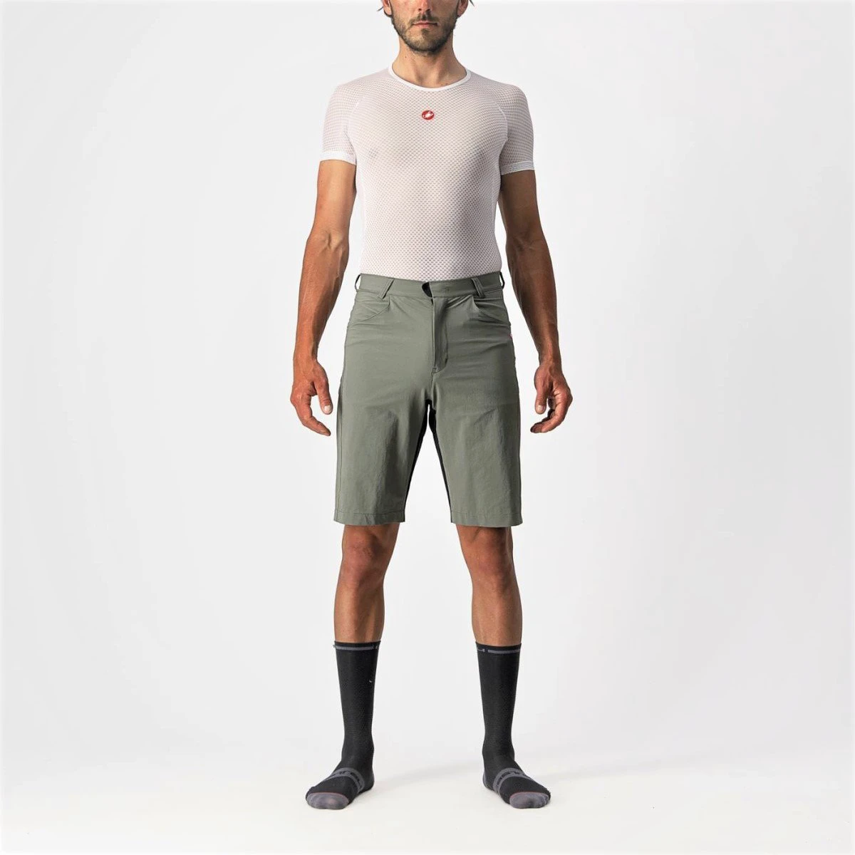 1. Castelli - pantaloni scurti ciclism Unlimited Baggy shorts - verde padure gri negru
