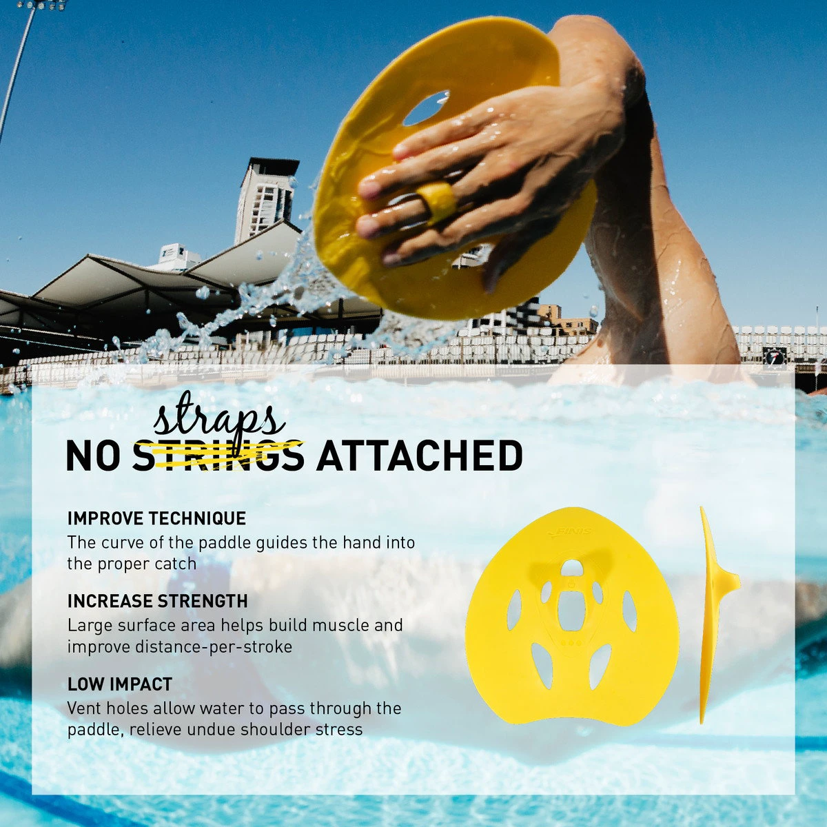 6. Finis - palmare inot Manta Paddles - galben