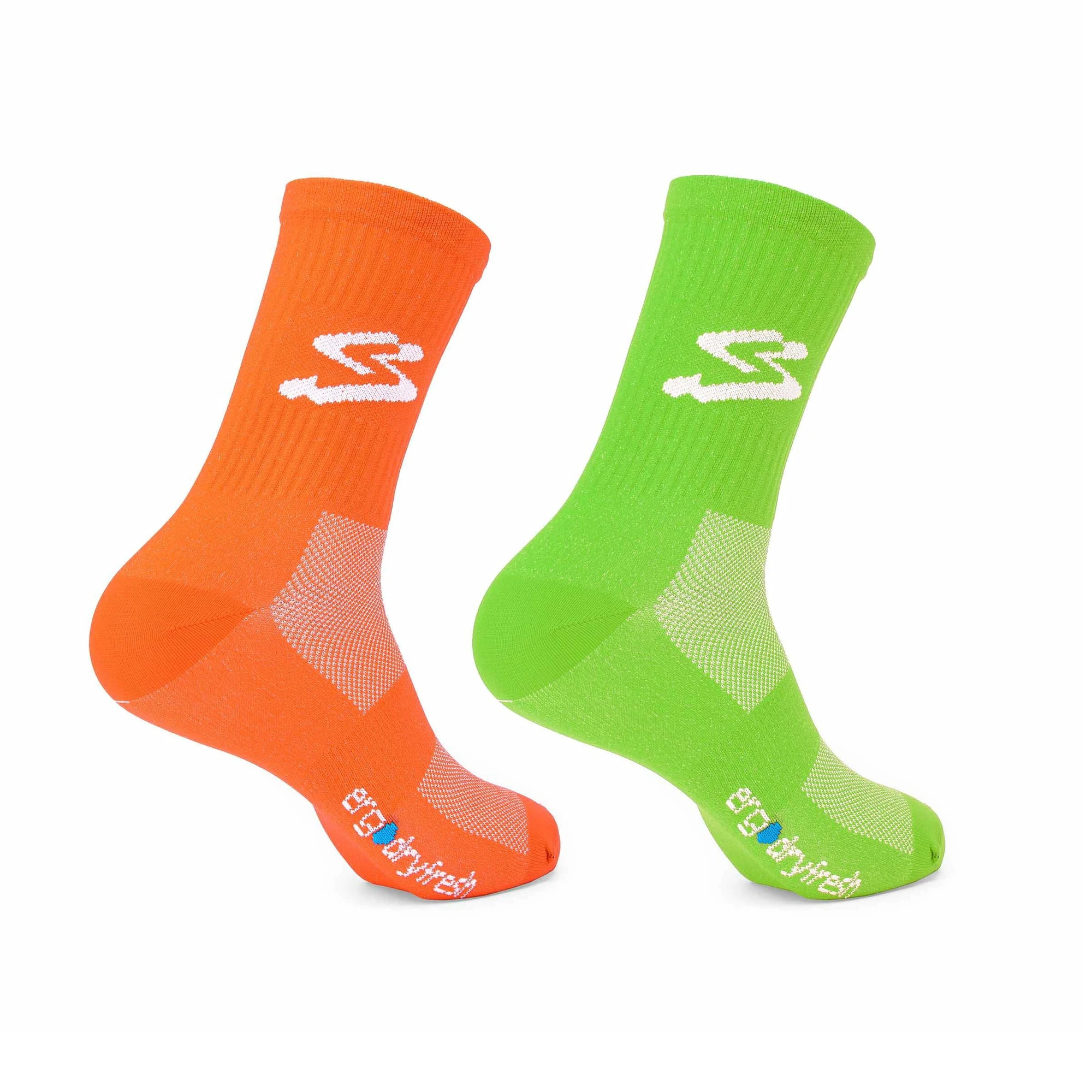 2. Spiuk - Set sosete ciclism lungi TOP TEN LONG 2 PACK - verde portocaliu intens
