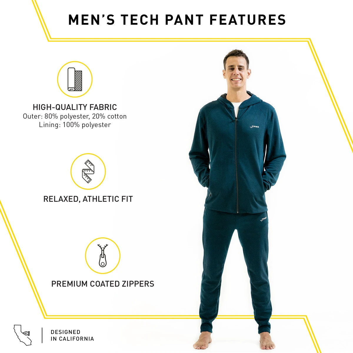 6. Finis - Pantaloni tehnici pentru barbati Tech Pants - negru