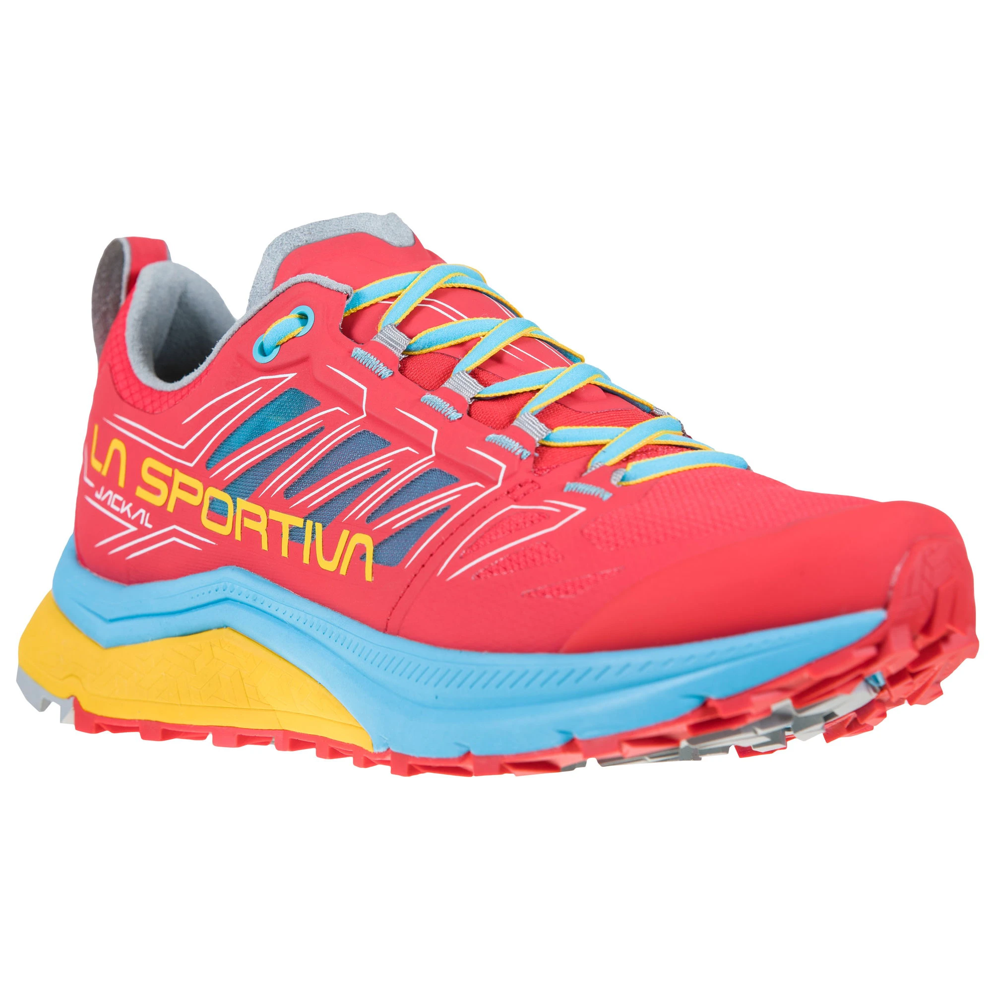 7. La Sportiva - Jackal pantofi alergare montana pentru femei - albastru Malibu roz Hibiscus
