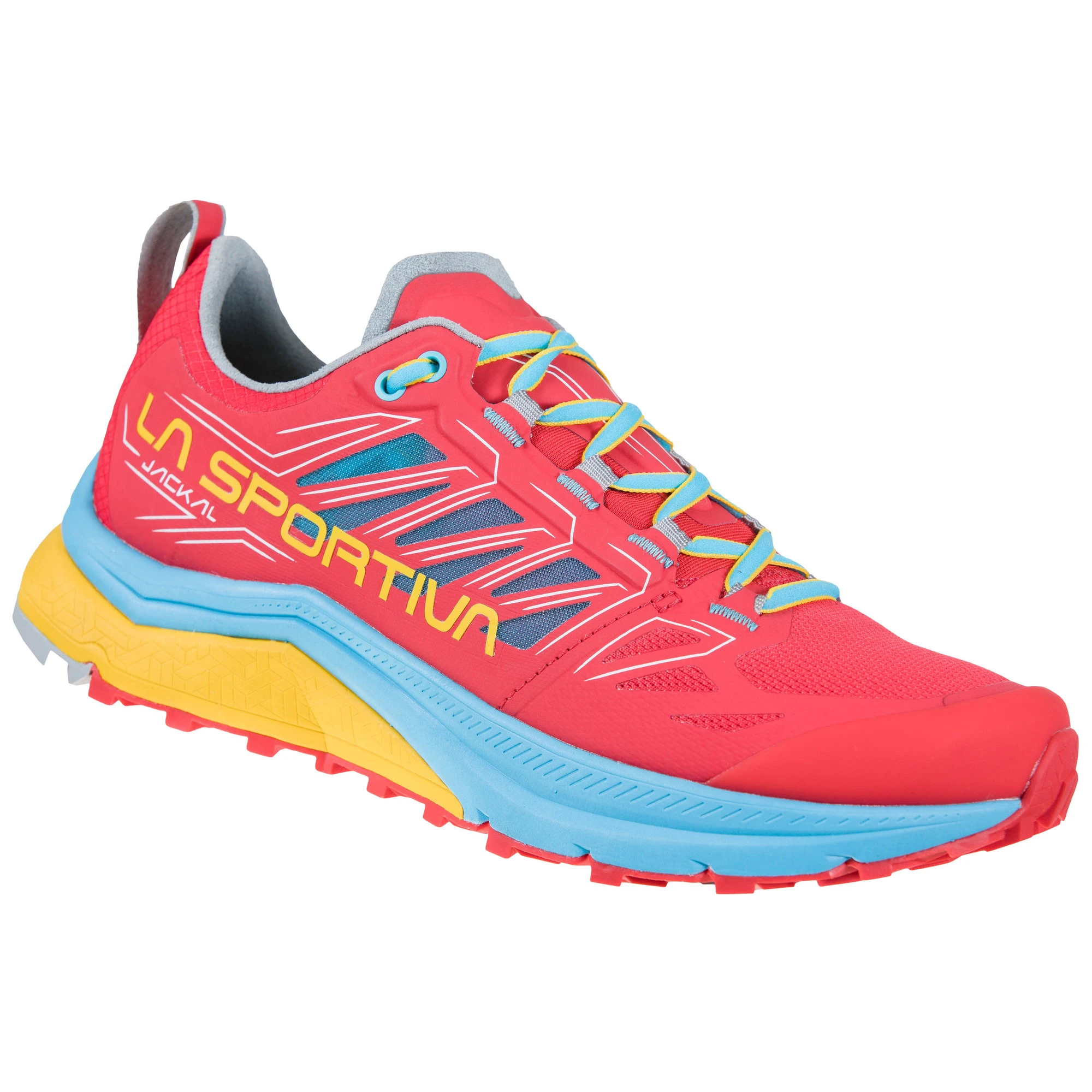 1. La Sportiva - Jackal pantofi alergare montana pentru femei - albastru Malibu roz Hibiscus