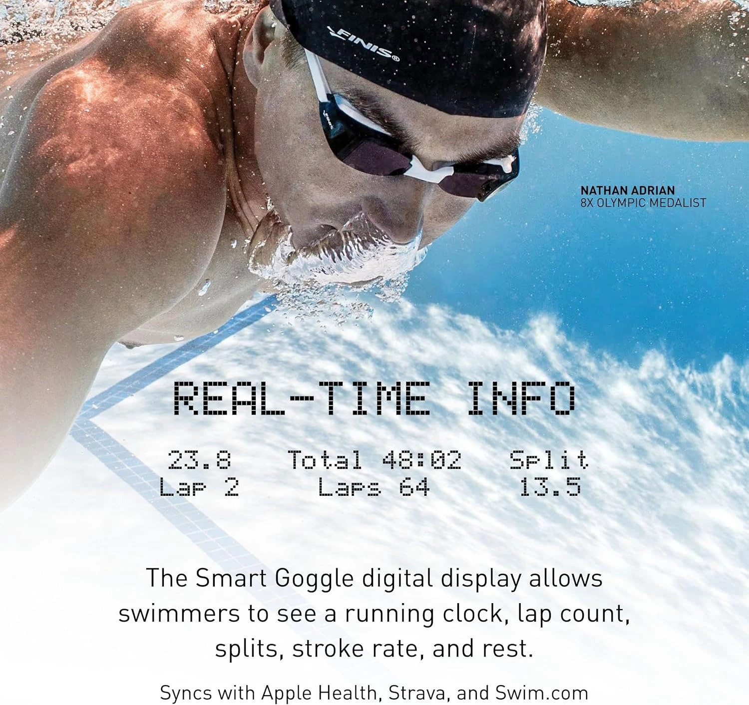 6. Finis - ochelari inot adulti Smart Google - alb gri inchis fumuriu