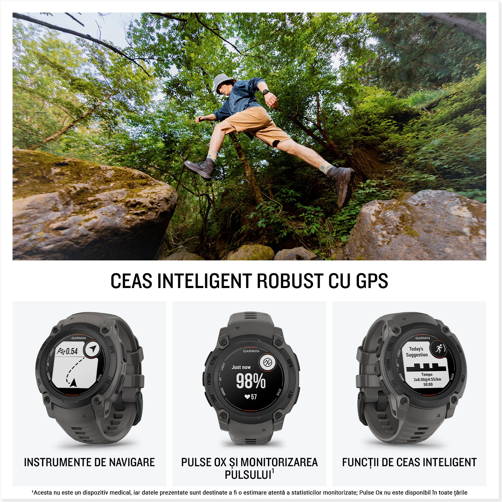 10. Garmin INSTINCT E - 40 mm negru - smartwatch robust cu GPS