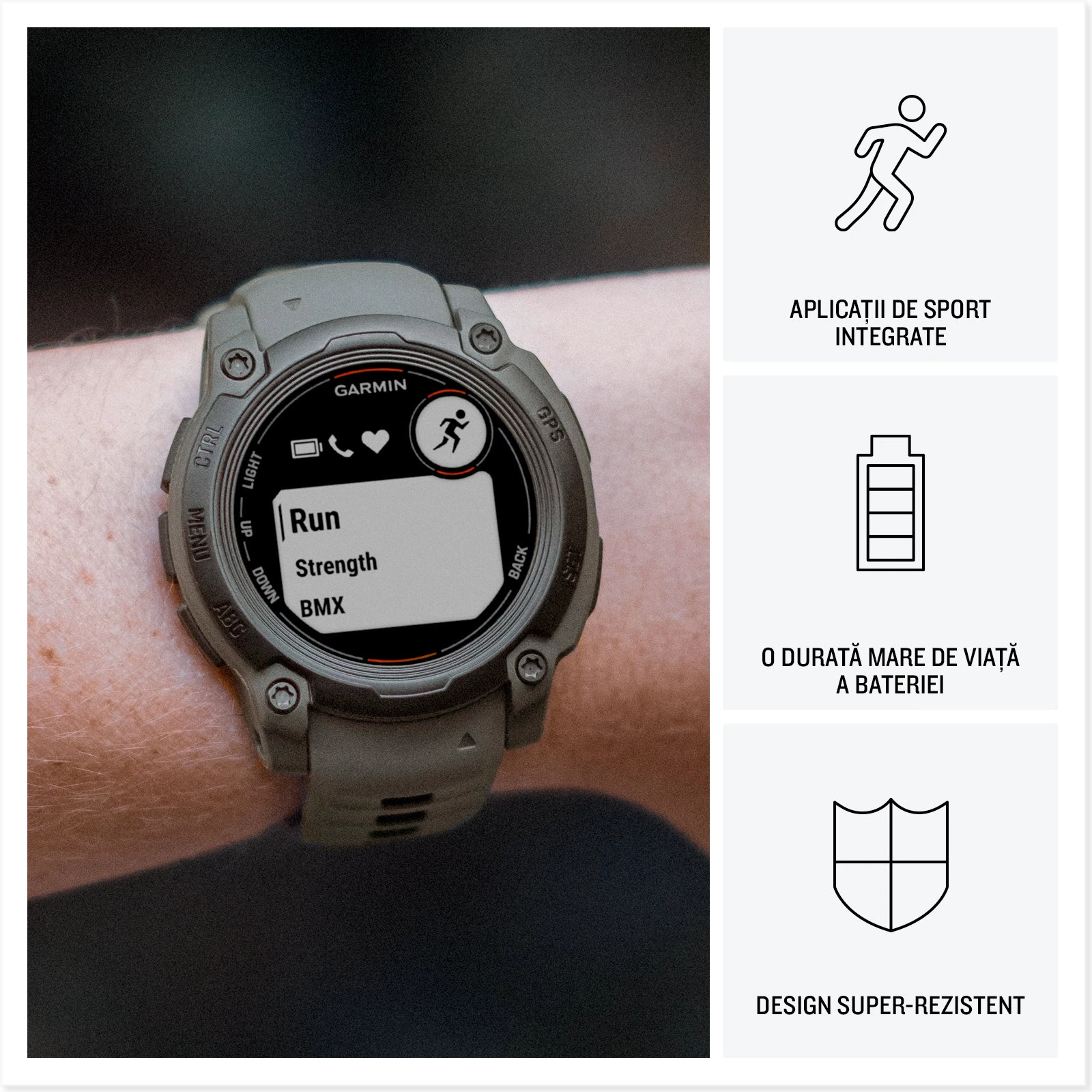 11. Garmin INSTINCT E - 40 mm negru - smartwatch robust cu GPS