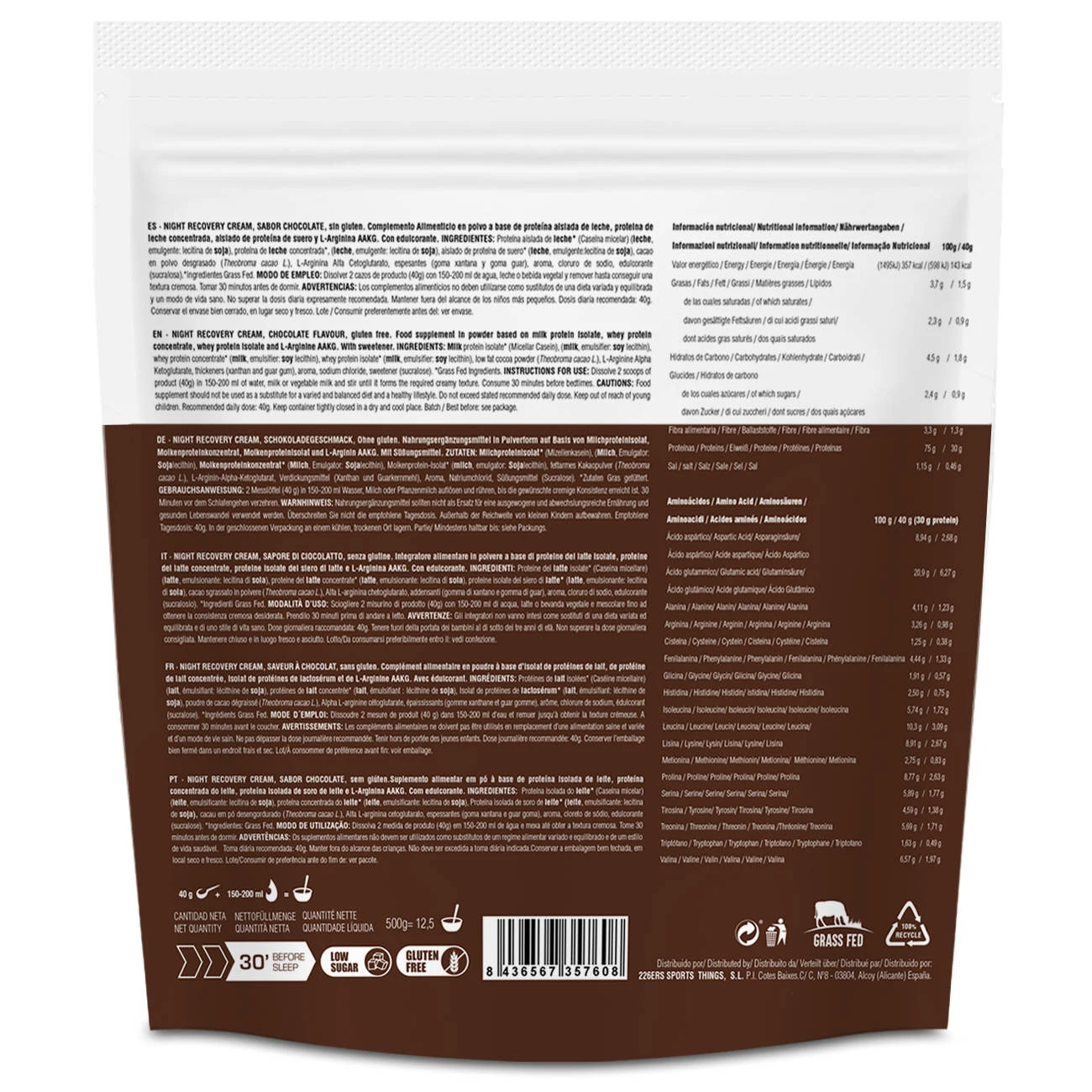 2. 226ers - plic pudra recuperare - Night Recovery Cream 2.0 - ciocolata - 500gr