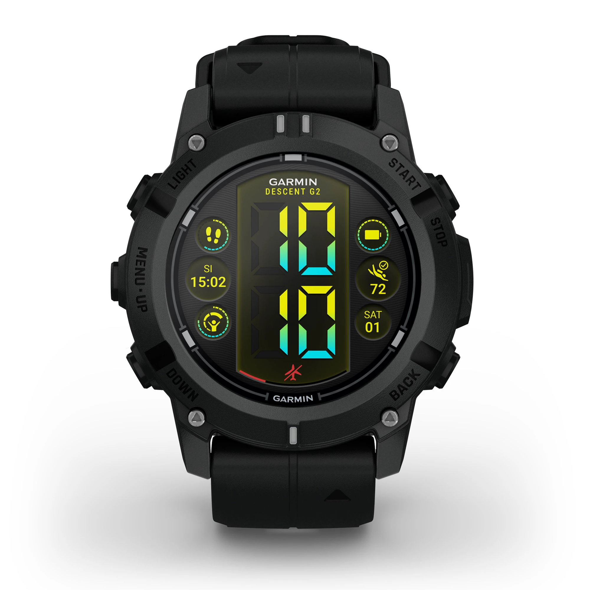 1. Garmin Descent G2 - 45 mm AMOLED negru - computer scufundări și smartwatch robust cu GPS