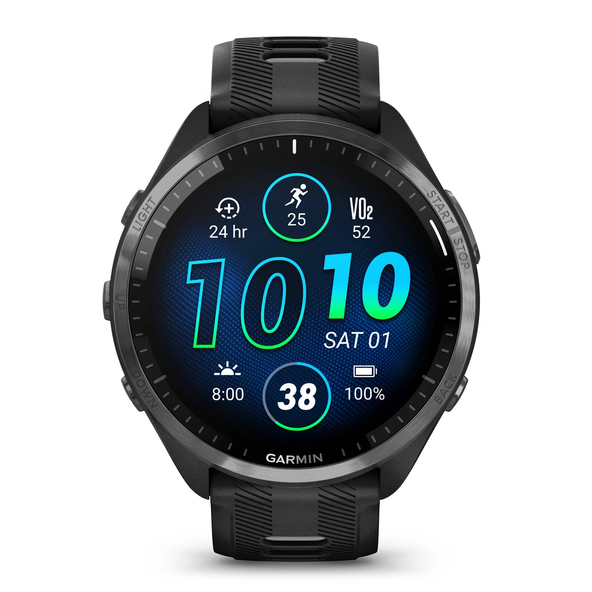 1. Garmin Forerunner 965 ceas multisport GPS AMOLED - gri titan DLC curea neagră