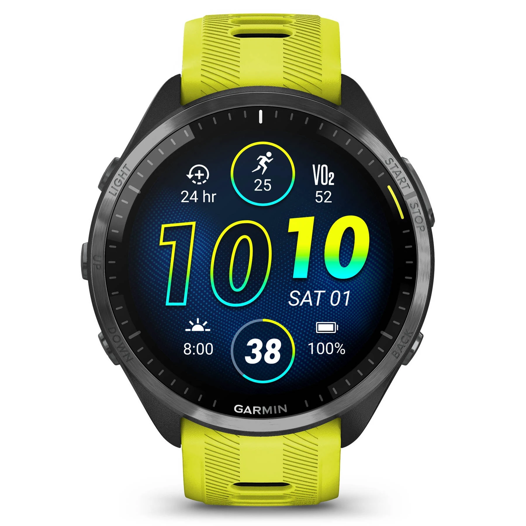 1. Garmin Forerunner 965 ceas multisport GPS AMOLED - gri titan DLC curea galbenă