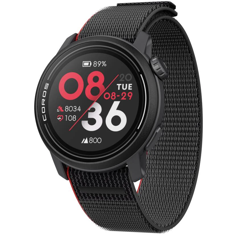 Coros - Pace 3 - ceas multisport GPS - negru rosu Ink - curea neagra/nailon - 61254