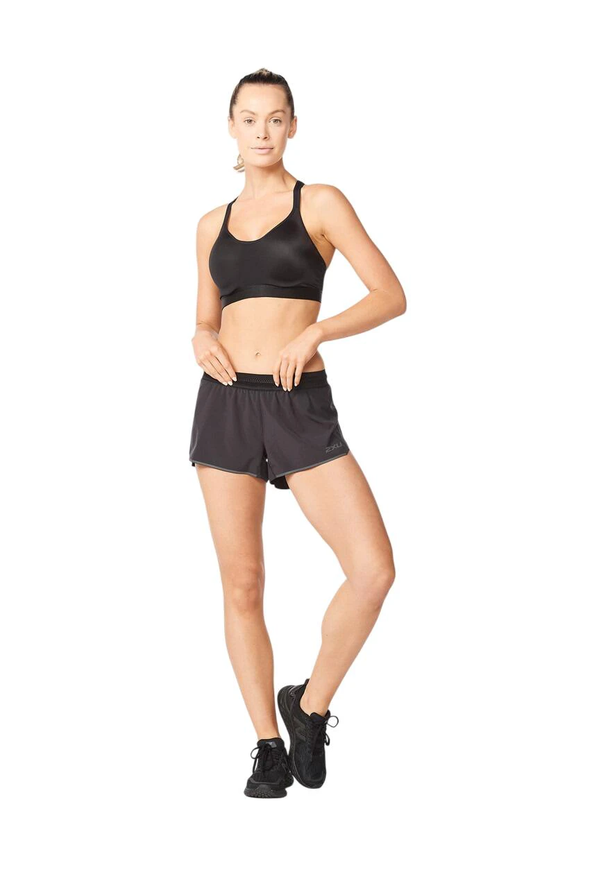 2. 2XU - Pantaloni scurti de alergare pentru femei - Light Speed 3" Short - negru reflectorizant