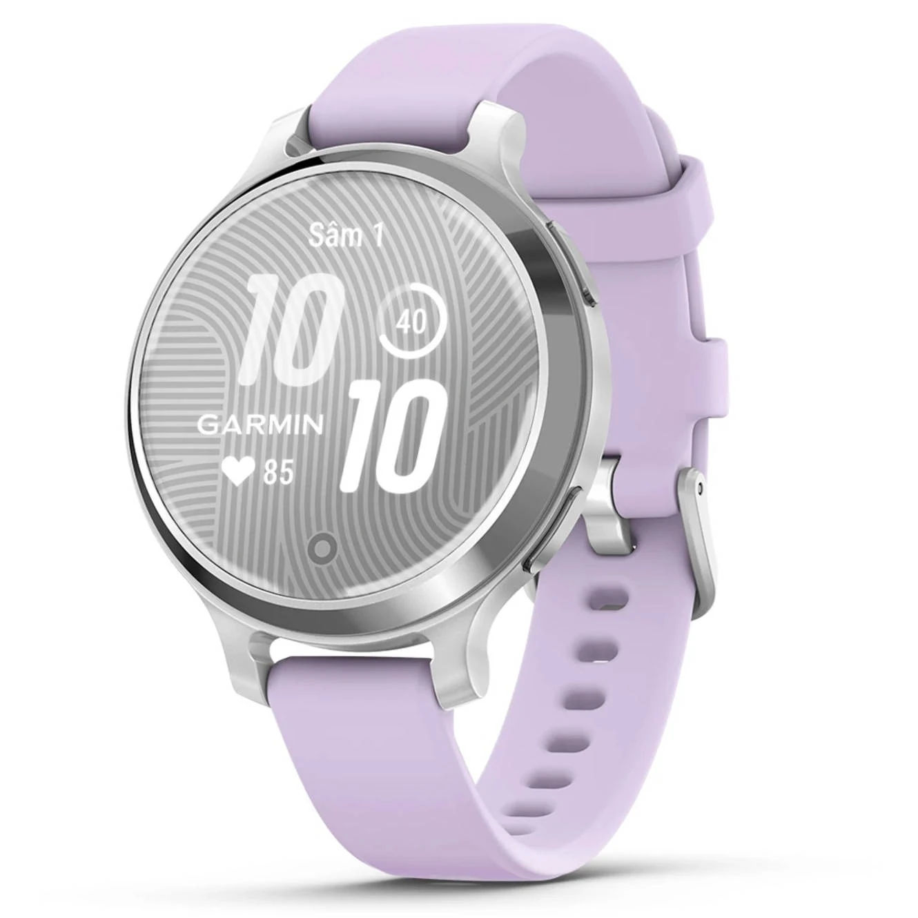 1. Garmin - Lily 2 Active - Argintiu, curea de silicon Purple Jasmina