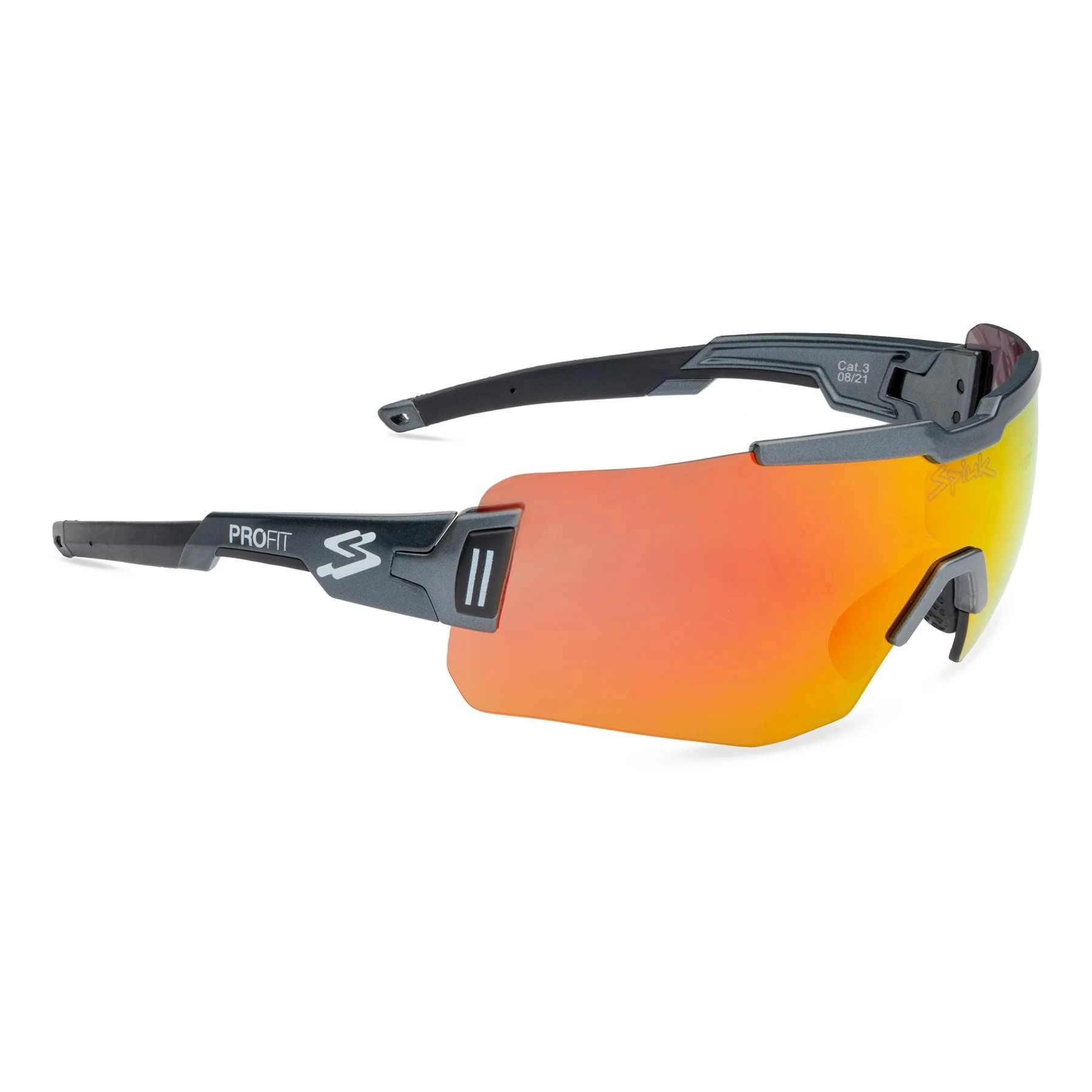 1. Spiuk - ochelari soare sport - Profit - rama gri cu negru - lentila oglinda rosie cat. 3 + lentila transparenta