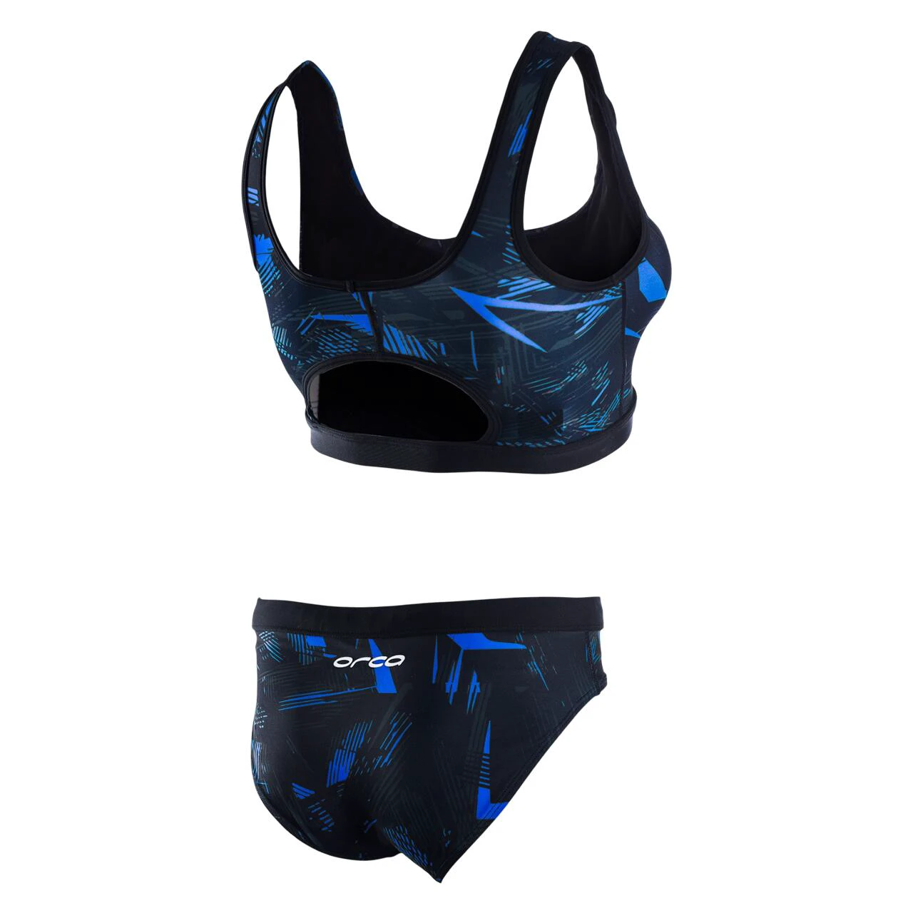 2. Orca - Costum de baie doua piese pentru Femei Bra & Bikini - print albastru negru