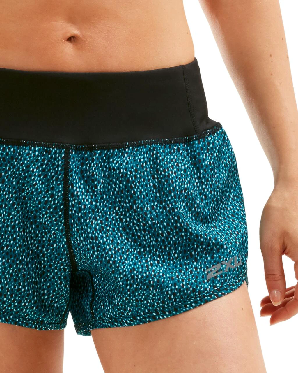 5. 2XU - Short alergare XVENT Free Short 3" W - Rain Spot- Ocean Teal