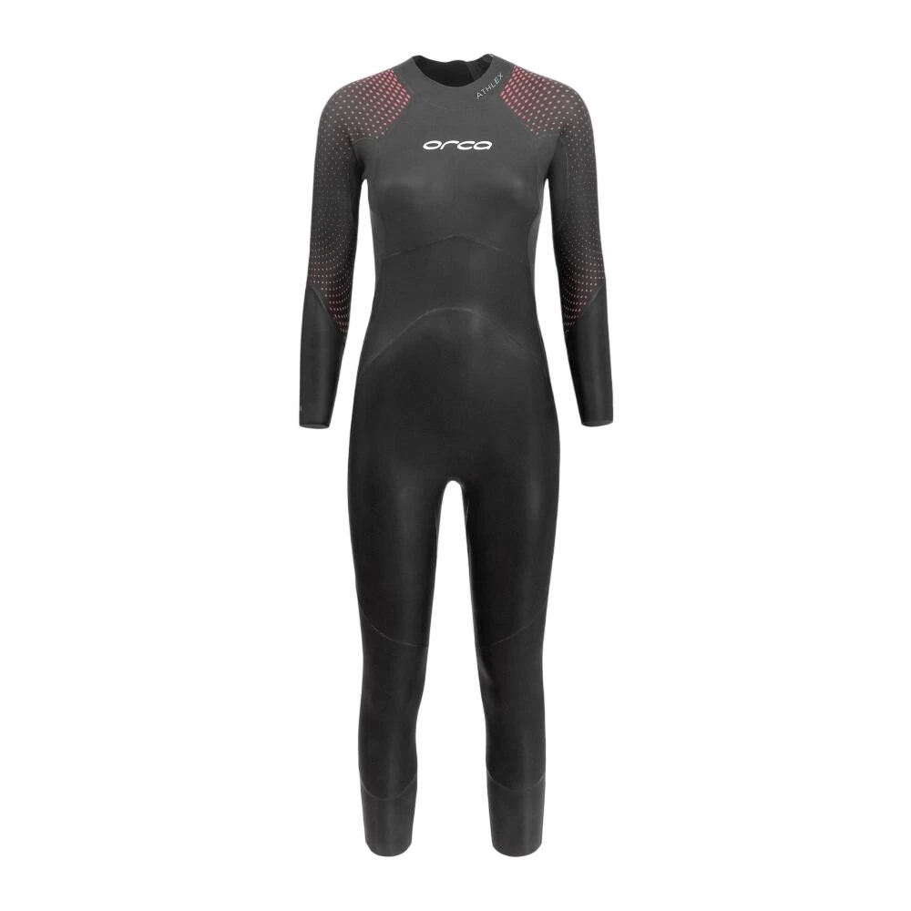 1. Orca - costum neopren triatlon pentru femei Athlex Float wetsuit with High Buoyancy - negru rosu plutitor