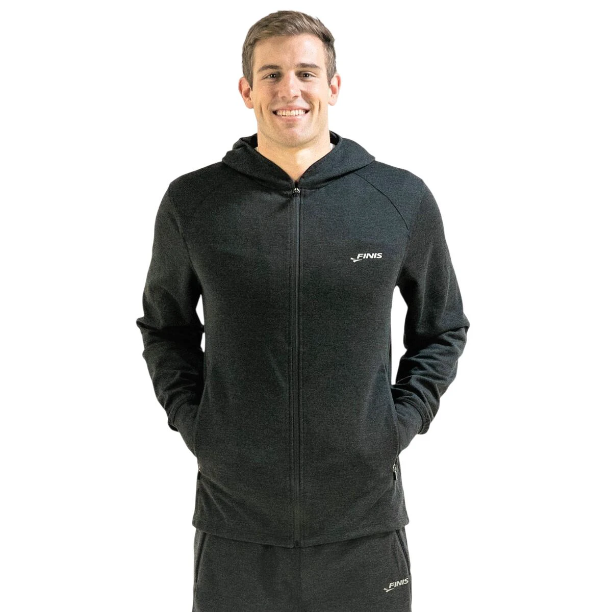 1. Finis - hanorac bumbac cu fermoar pentru barbati Tech Jacket Mens - negru