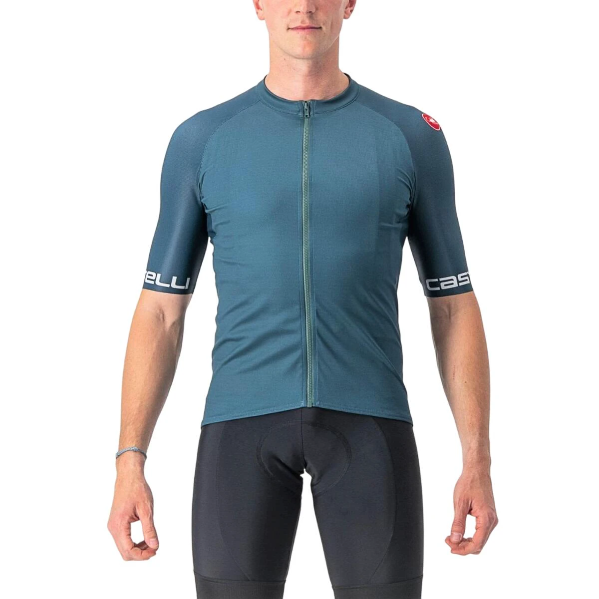 1. Castelli - tricou ciclism barbati cu maneca scurta Entrata VI jersey - albastru turcoaz inchis