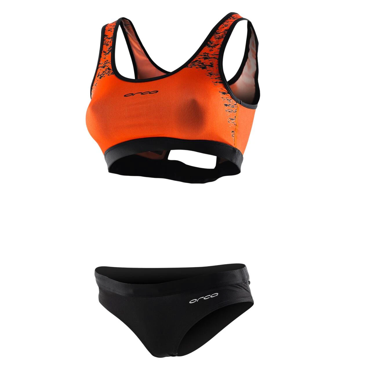 1. Orca - Costum de baie doua piese Femei - portocaliu negru