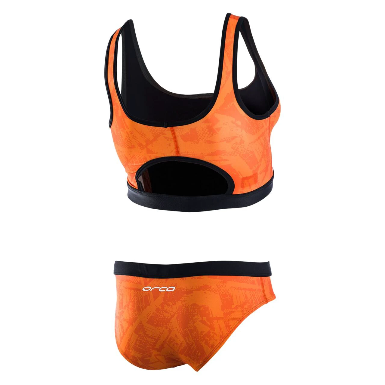 2. Orca - Costum de baie doua piese pentru Femei Bra & Bikini - print portocaliu negru