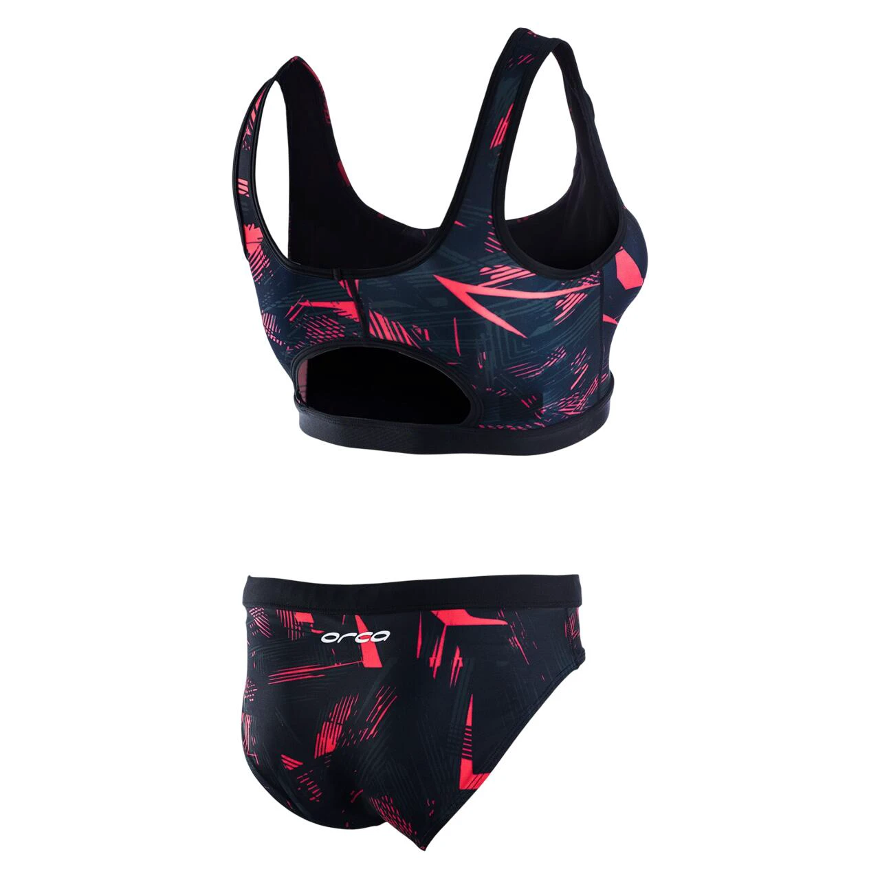 2. Orca - Costum de baie doua piese pentru Femei Bra & Bikini - print negru rosu