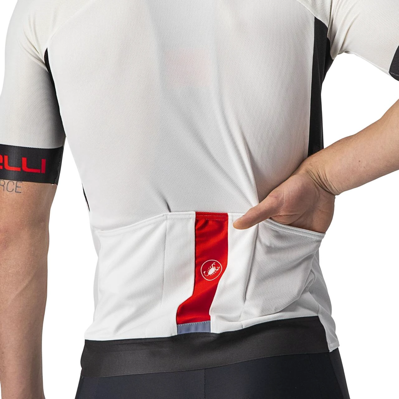 4. Castelli - tricou ciclism barbati cu maneca scurta Entrata VI jersey - alb negru rosu