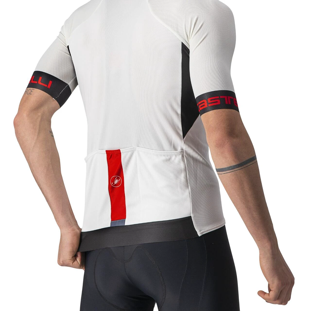 6. Castelli - tricou ciclism barbati cu maneca scurta Entrata VI jersey - alb negru rosu