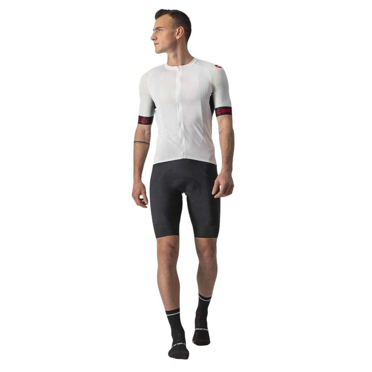 7. Castelli - tricou ciclism barbati cu maneca scurta Entrata VI jersey - alb negru rosu