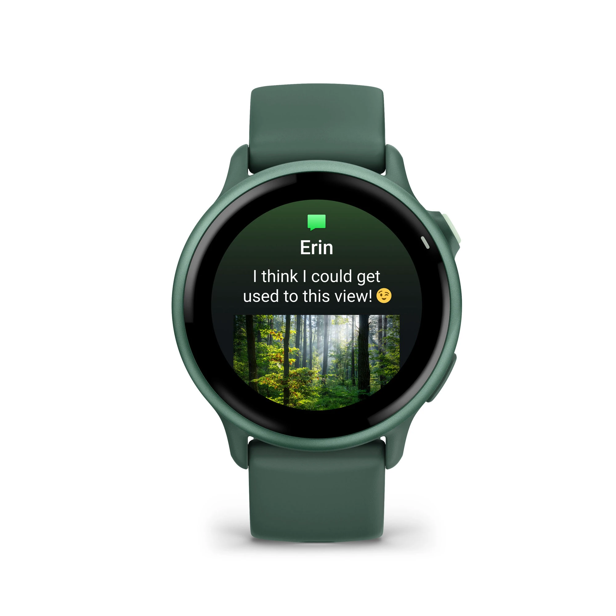 5. Garmin - vivoactive 6 smartwatch cu GPS și AMOLED - ramă și carcasă verde Jasper - bratara din silicon verde Jasper