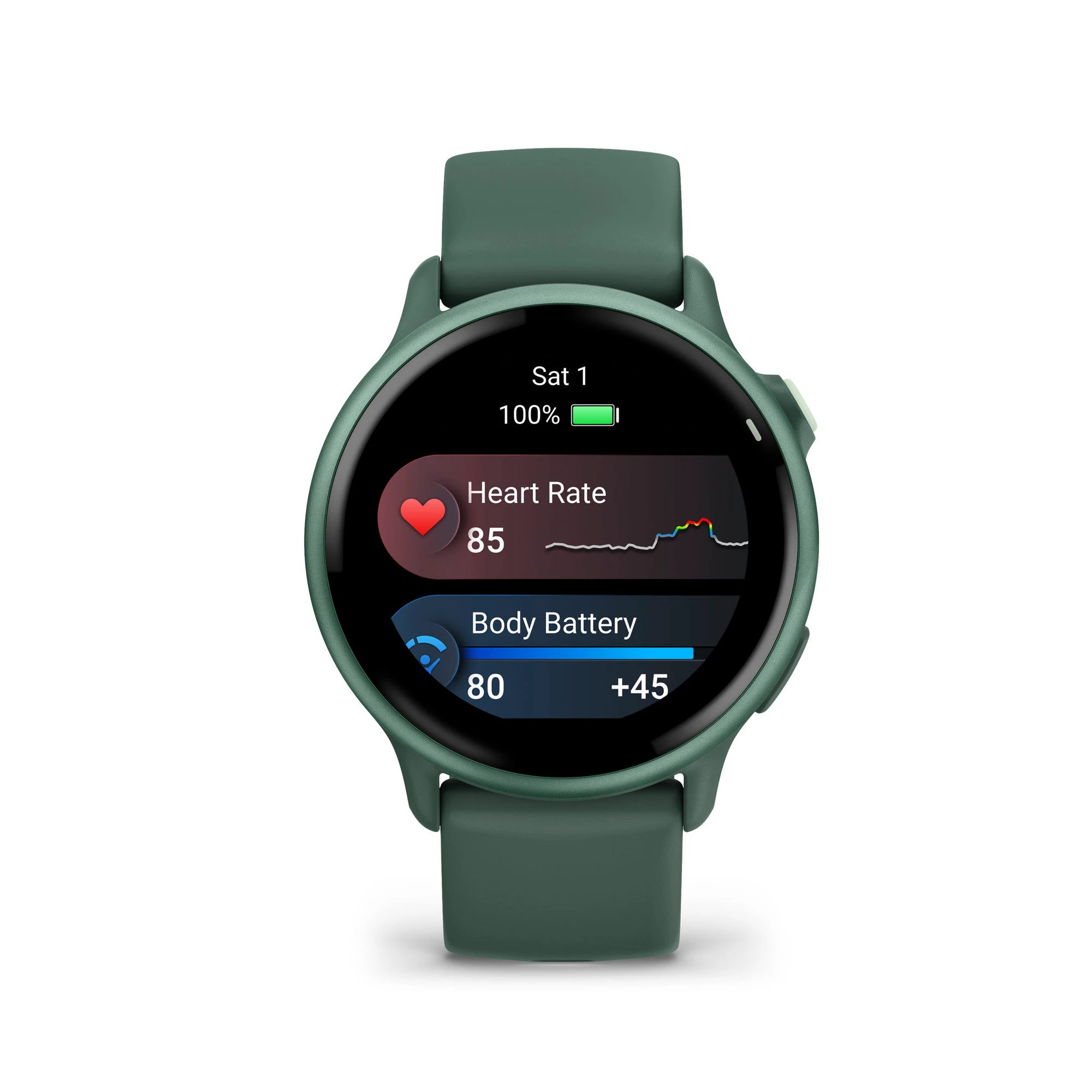 7. Garmin - vivoactive 6 smartwatch cu GPS și AMOLED - ramă și carcasă verde Jasper - bratara din silicon verde Jasper