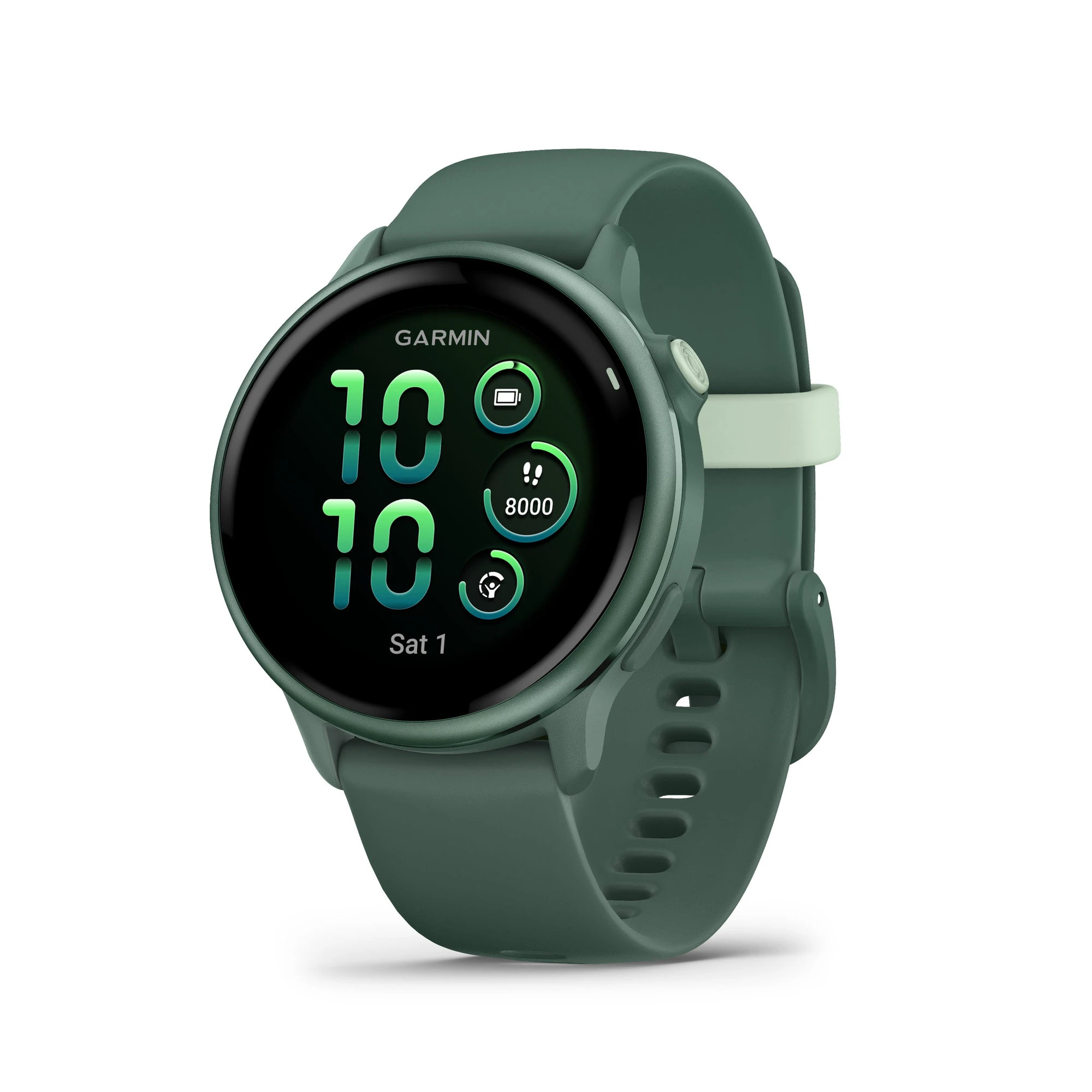 1. Garmin - vivoactive 6 smartwatch cu GPS și AMOLED - ramă și carcasă verde Jasper - bratara din silicon verde Jasper