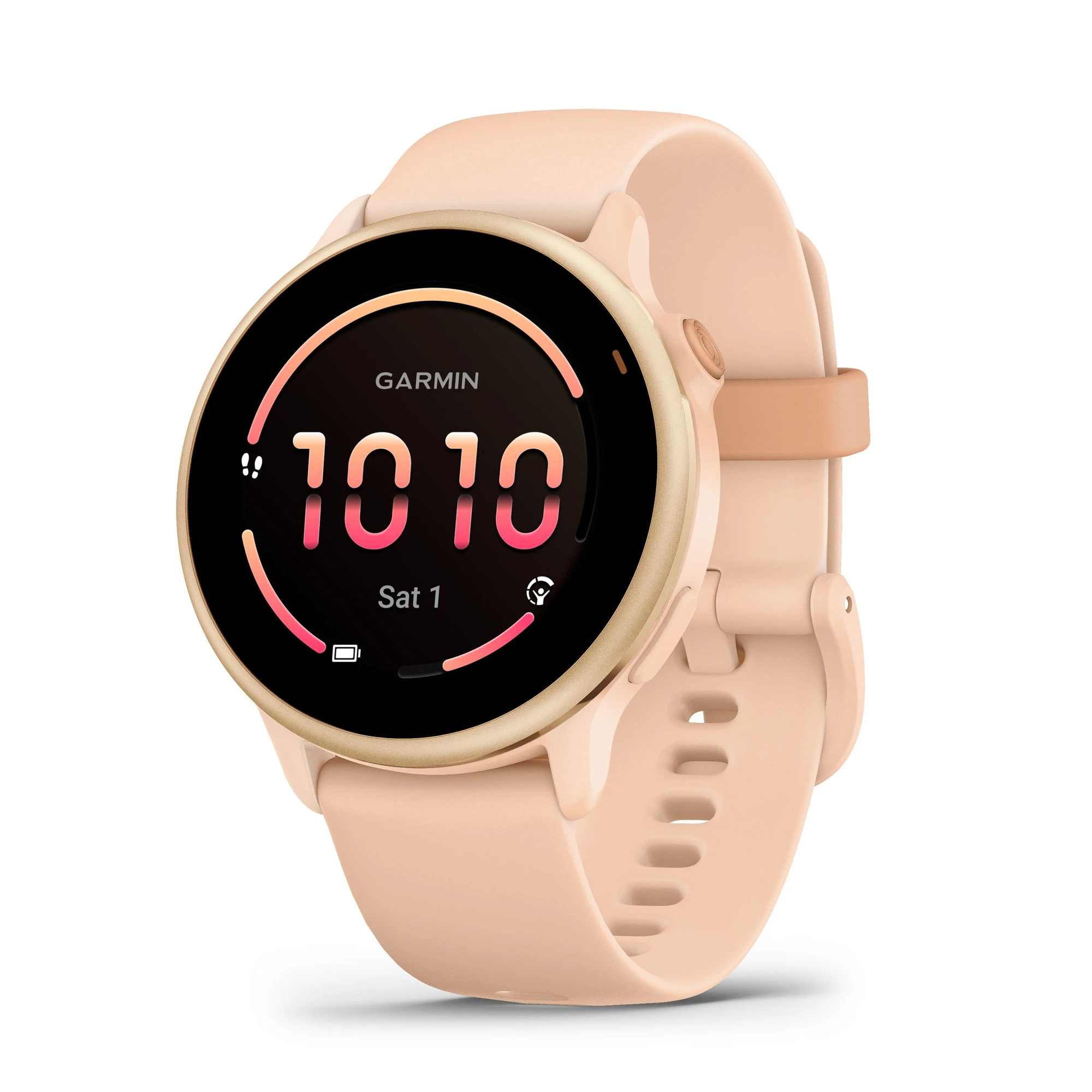 1. Garmin - vivoactive 6 smartwatch cu GPS și AMOLED - ramă și carcasă roz Metallic Pink Dawn - bratara din silicon roz Pink Dawn