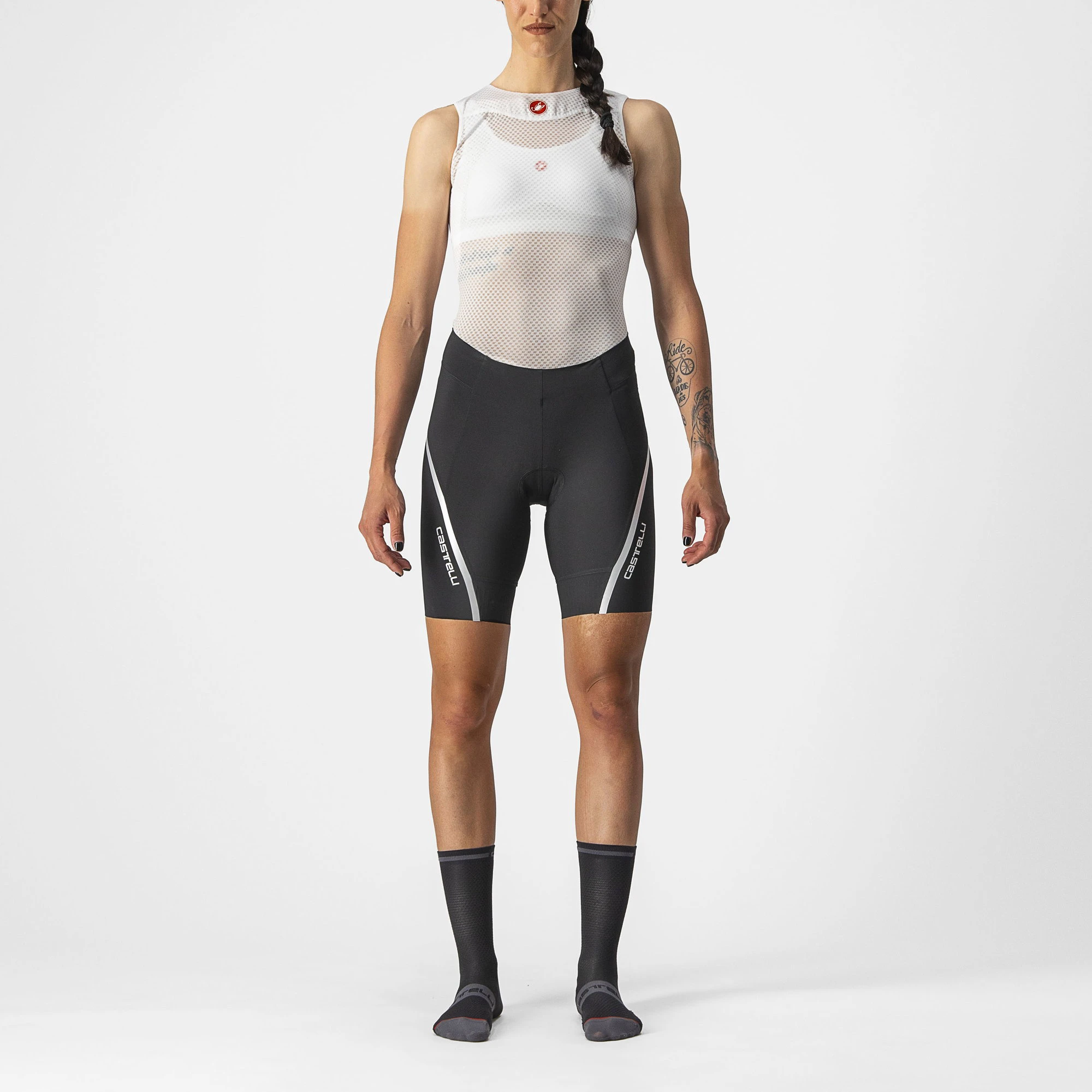 1. Castelli - pantaloni ciclism scurti - Velocissima 3 Short - negru | argintiu